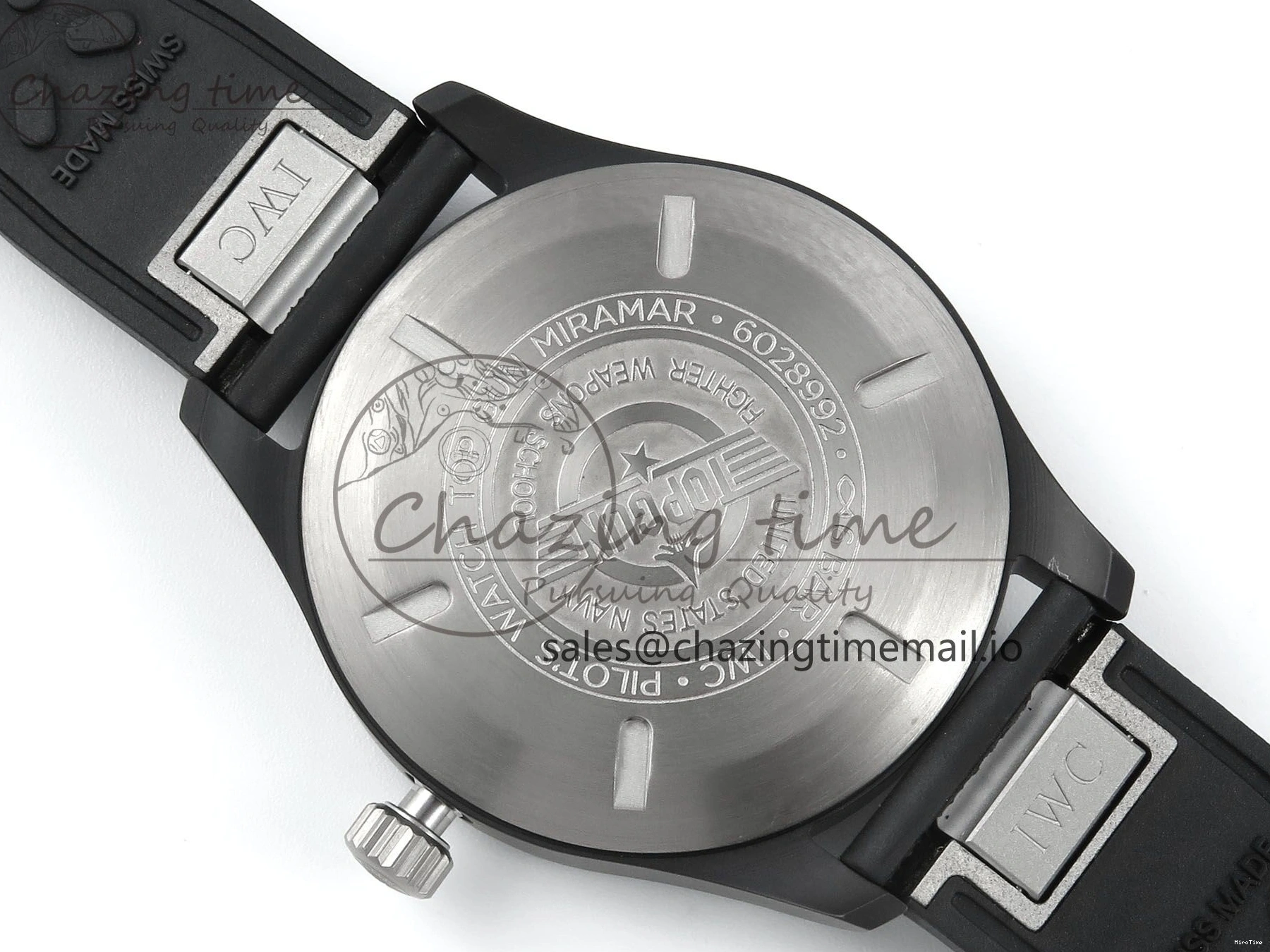 MIROTIME 0219 Pilot Top Gun IW326901 M+F 1:1 Best Edition Black Dial on Black Rubber Strap A SportInspired 6999